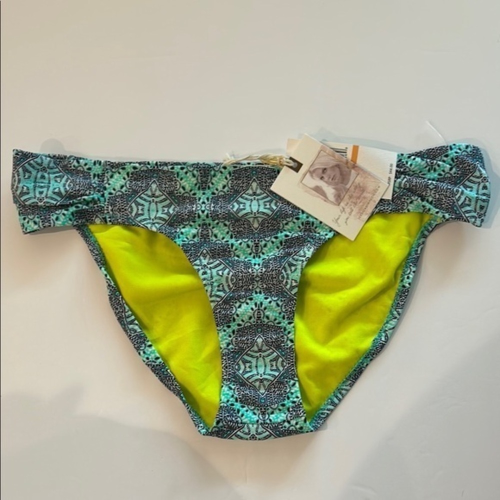 Jessica Simpson blue patterned bikini swim bottoms size small NWT